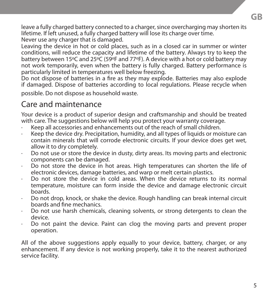 Care and maintenance | Acme BH03 User Manual | Page 5 / 36