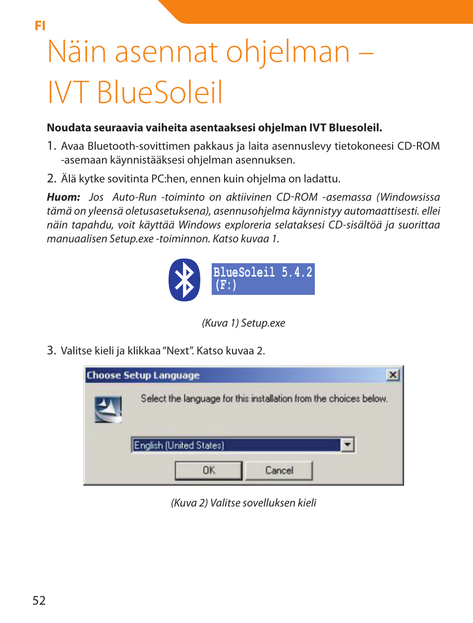 Näin asennat ohjelman – ivt bluesoleil | Acme BTDG-30-BLK User Manual | Page 52 / 114