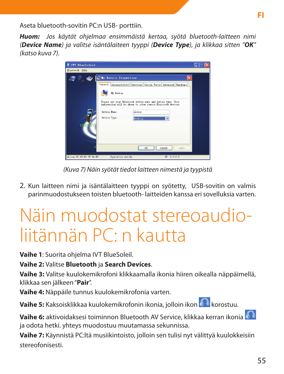Näin muodostat stereoaudio- liitännän pc: n kautta | Acme BTDG-30-BLK User Manual | Page 55 / 114