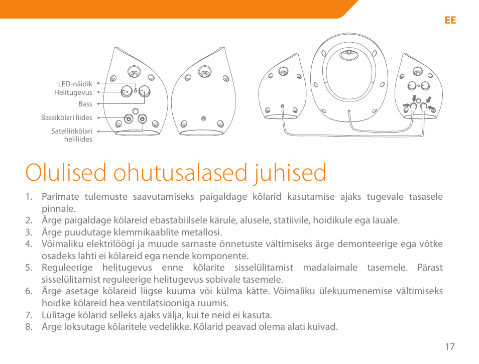 Olulised ohutusalased juhised | Acme SS206 User Manual | Page 17 / 70