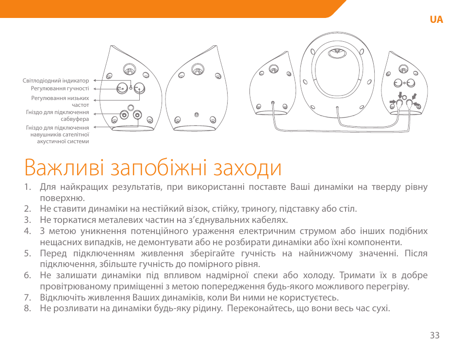 Важливі запобіжні заходи | Acme SS206 User Manual | Page 33 / 70