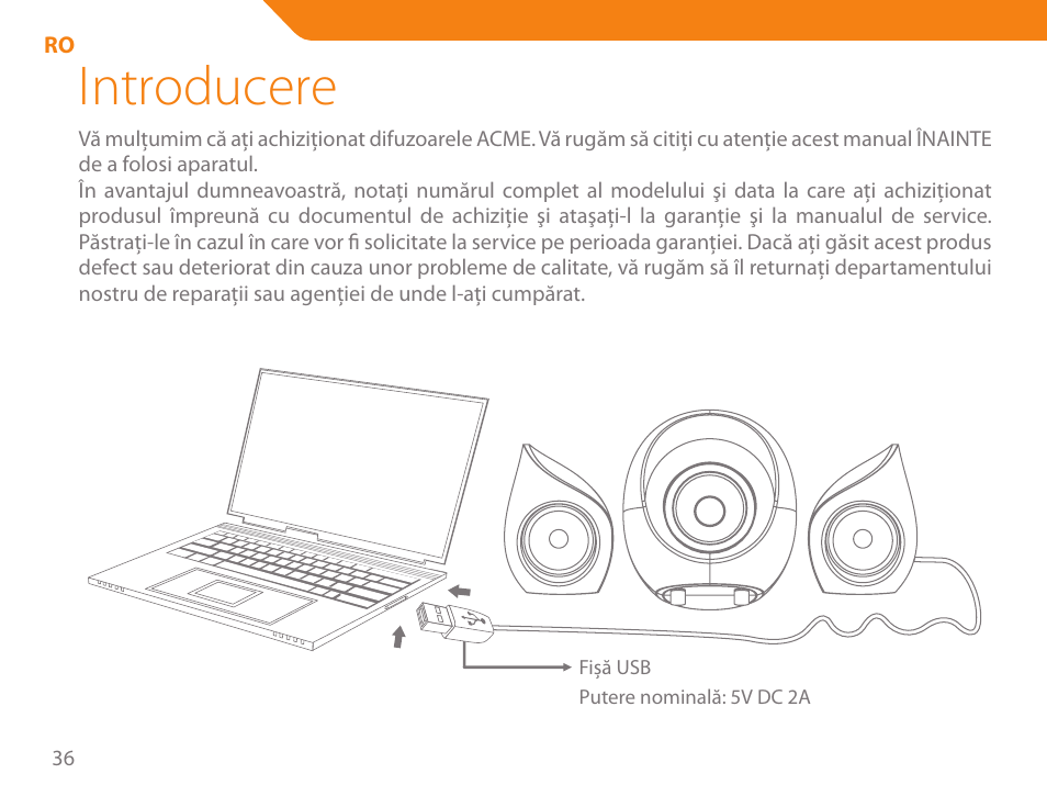 Introducere | Acme SS206 User Manual | Page 36 / 70