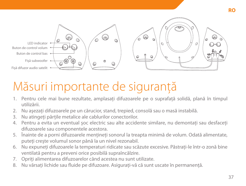Măsuri importante de siguranţă | Acme SS206 User Manual | Page 37 / 70