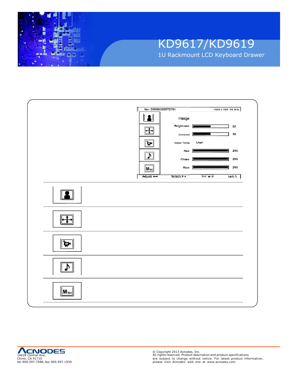 3 > on-screen display operation ( osd ) | Acnodes KD 9617 User Manual | Page 13 / 16