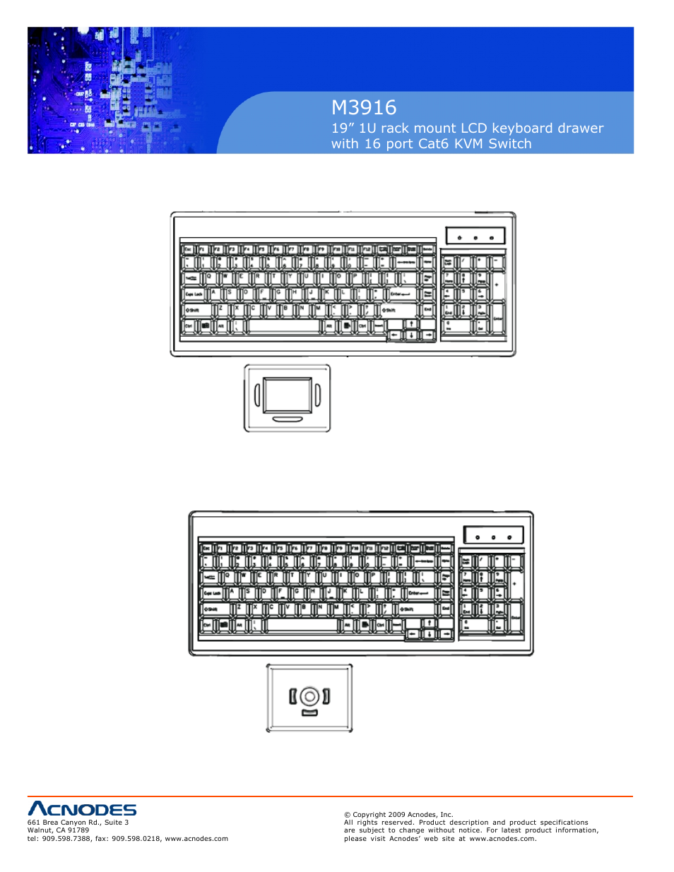 M3916, 8 keyboard and mouse standard: optional: 8 | Acnodes M 3916 User Manual | Page 10 / 27