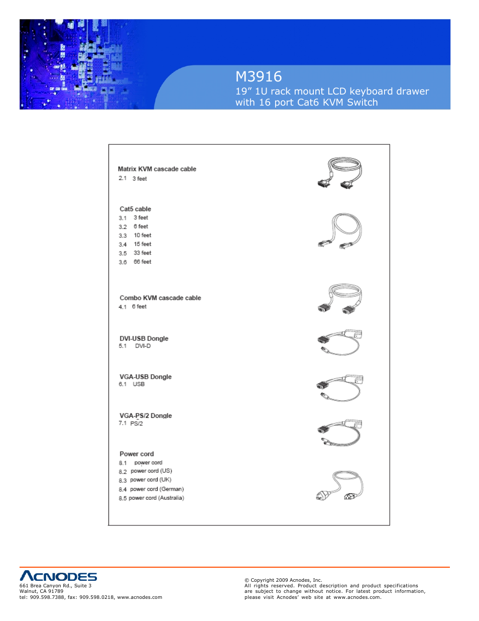 M3916, 13 kvm cables 24 | Acnodes M 3916 User Manual | Page 26 / 27