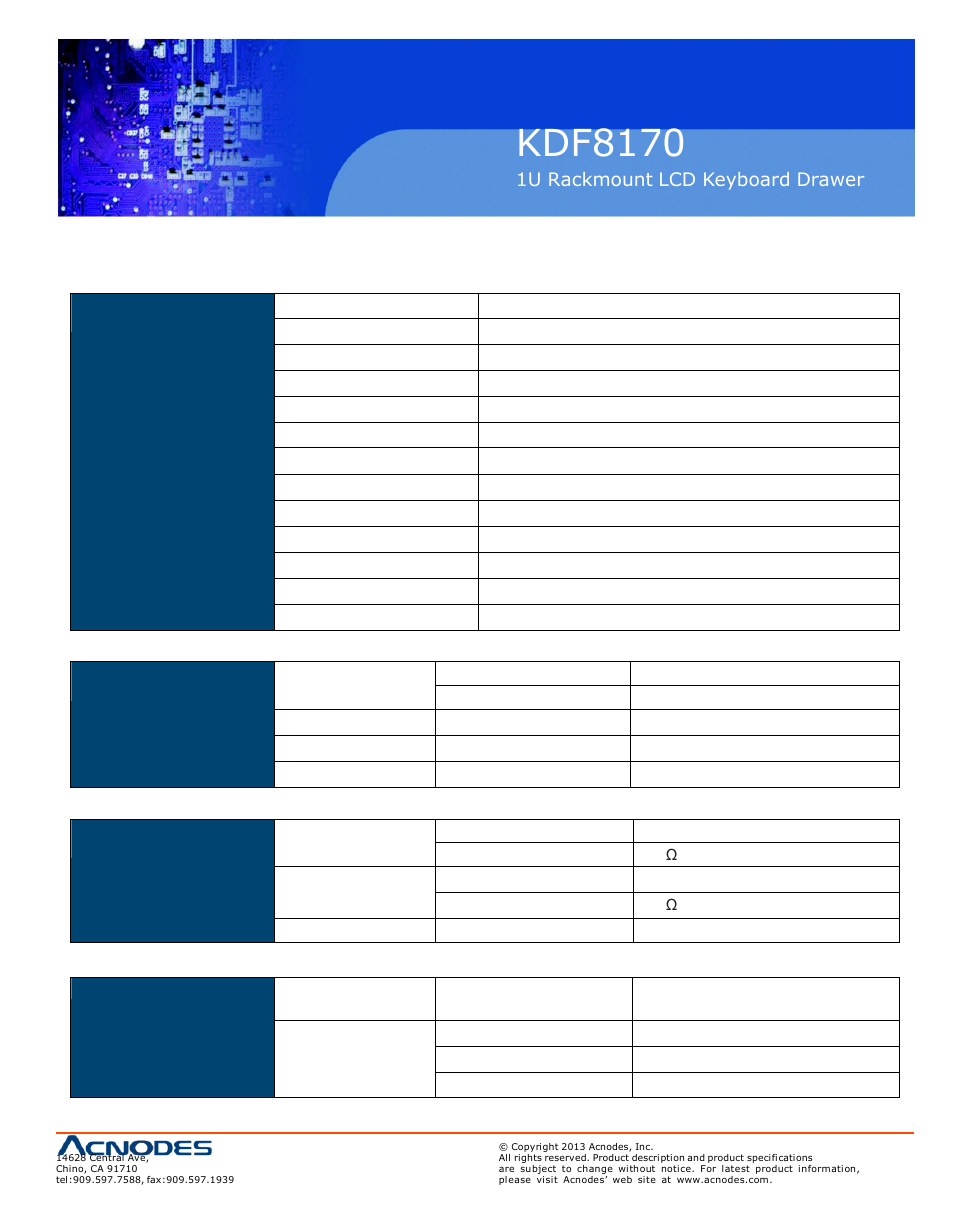 Kdf8170, Part 2 > < 2.1 > product specifications | Acnodes KDF 8170 User Manual | Page 13 / 22
