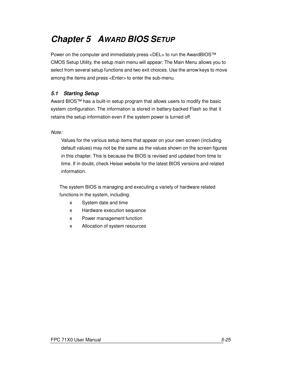 Chapter 5 a, Bios s, Ward | Etup | Acnodes FPC 7150 User Manual | Page 33 / 80