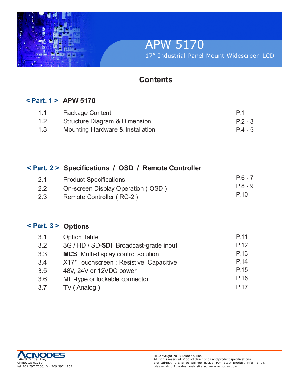 Acnodes APW 5170 User Manual | Page 3 / 22