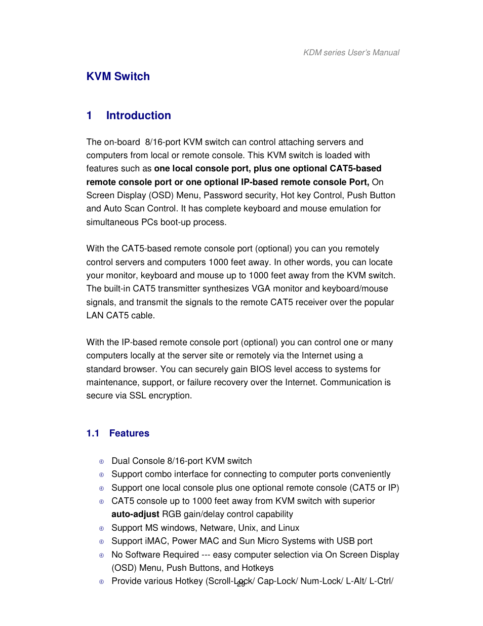 Kvm switch, 1 introduction | Acnodes KDM 7178 User Manual | Page 34 / 61