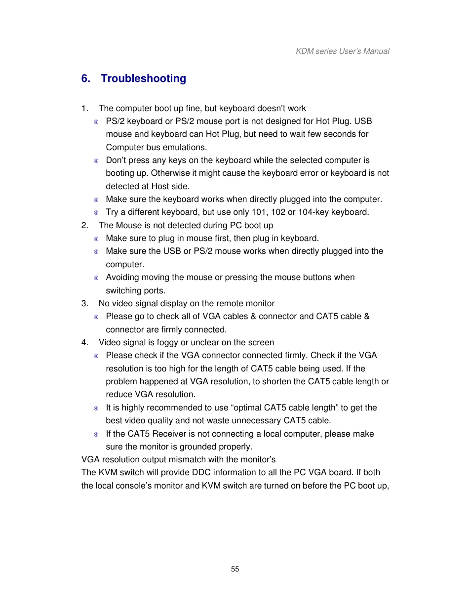 Troubleshooting | Acnodes KDM 7178 User Manual | Page 60 / 61