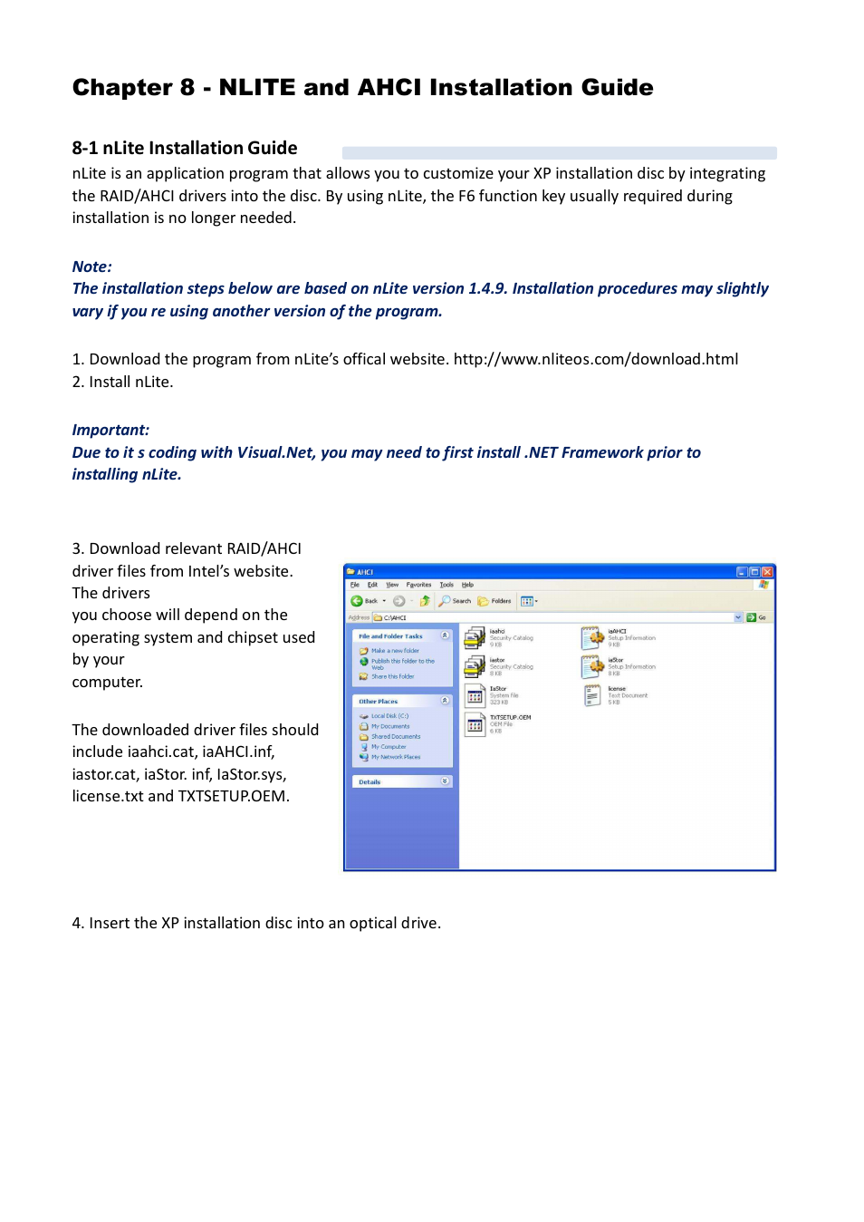 Chapter 8 - nlite and ahci installation guide, 1 nlite installation guide | Acnodes FES 5313 User Manual | Page 102 / 117