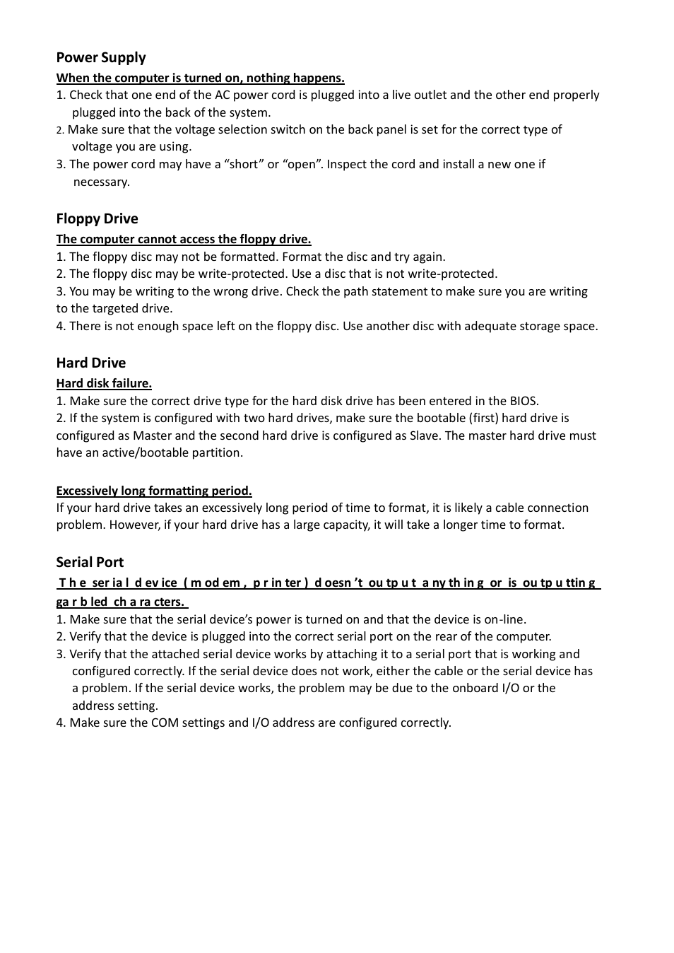 Power supply, Floppy drive, Hard drive | Serial port | Acnodes FES 5313 User Manual | Page 116 / 117