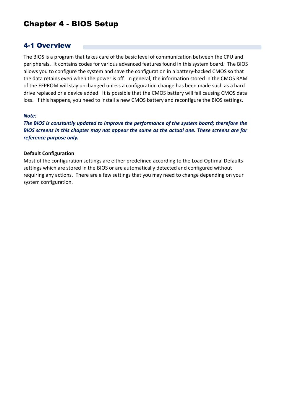 Chapter 4 - bios setup, 1 overview | Acnodes FES 5313 User Manual | Page 29 / 117