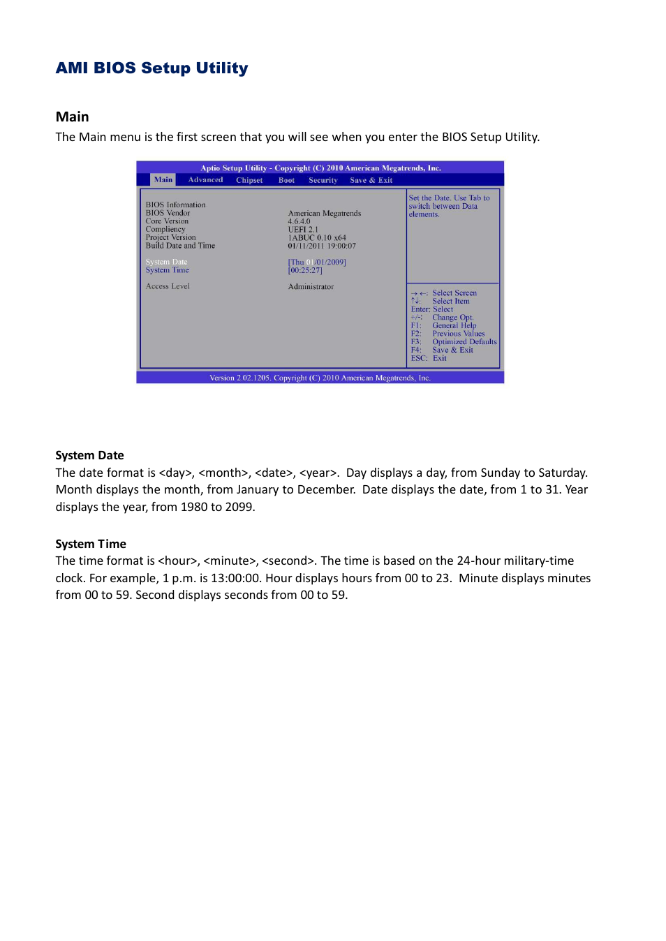 Ami bios setup utility, Main | Acnodes FES 5313 User Manual | Page 31 / 117