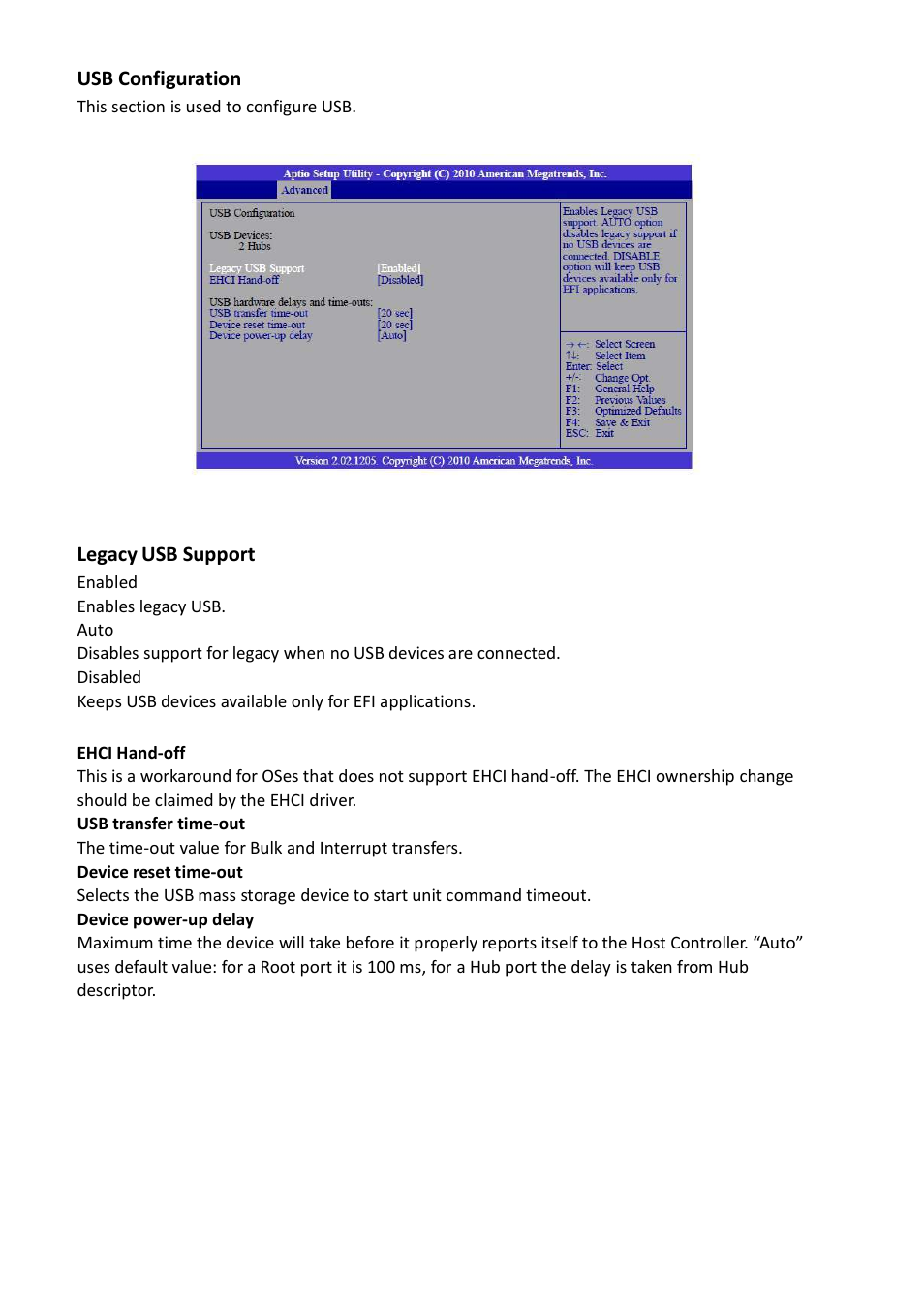 Usb configuration, Legacy usb support | Acnodes FES 5313 User Manual | Page 40 / 117