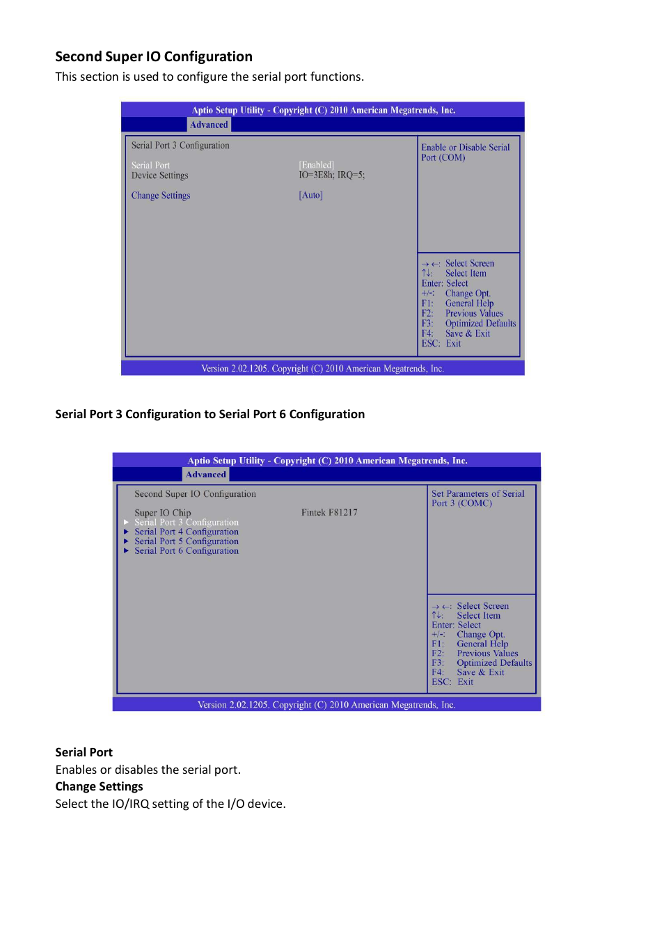 Second super io configuration | Acnodes FES 5313 User Manual | Page 43 / 117