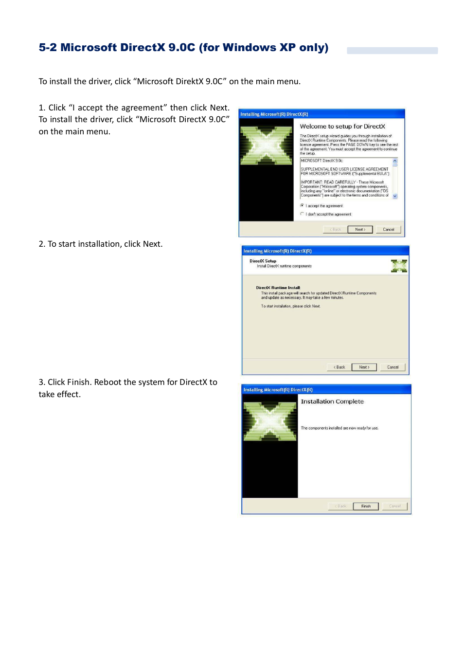 2 microsoft directx 9.0c (for windows xp only) | Acnodes FES 5313 User Manual | Page 57 / 117