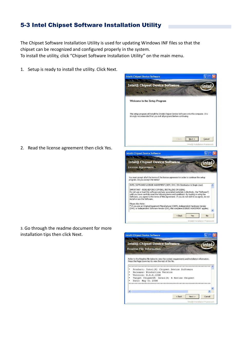 3 intel chipset software installation utility | Acnodes FES 5313 User Manual | Page 58 / 117