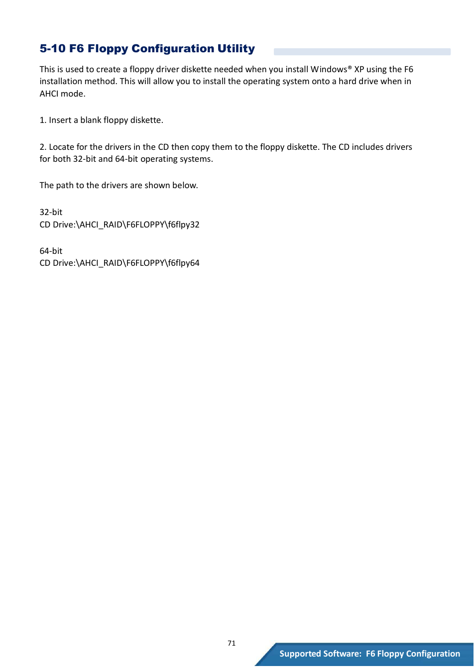 10 f6 floppy configuration utility | Acnodes FES 5313 User Manual | Page 71 / 117