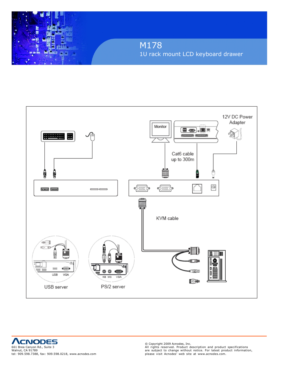 M178, 1u rack mount lcd keyboard drawer, 5 receiver connection 18 | Acnodes M 178 User Manual | Page 20 / 28