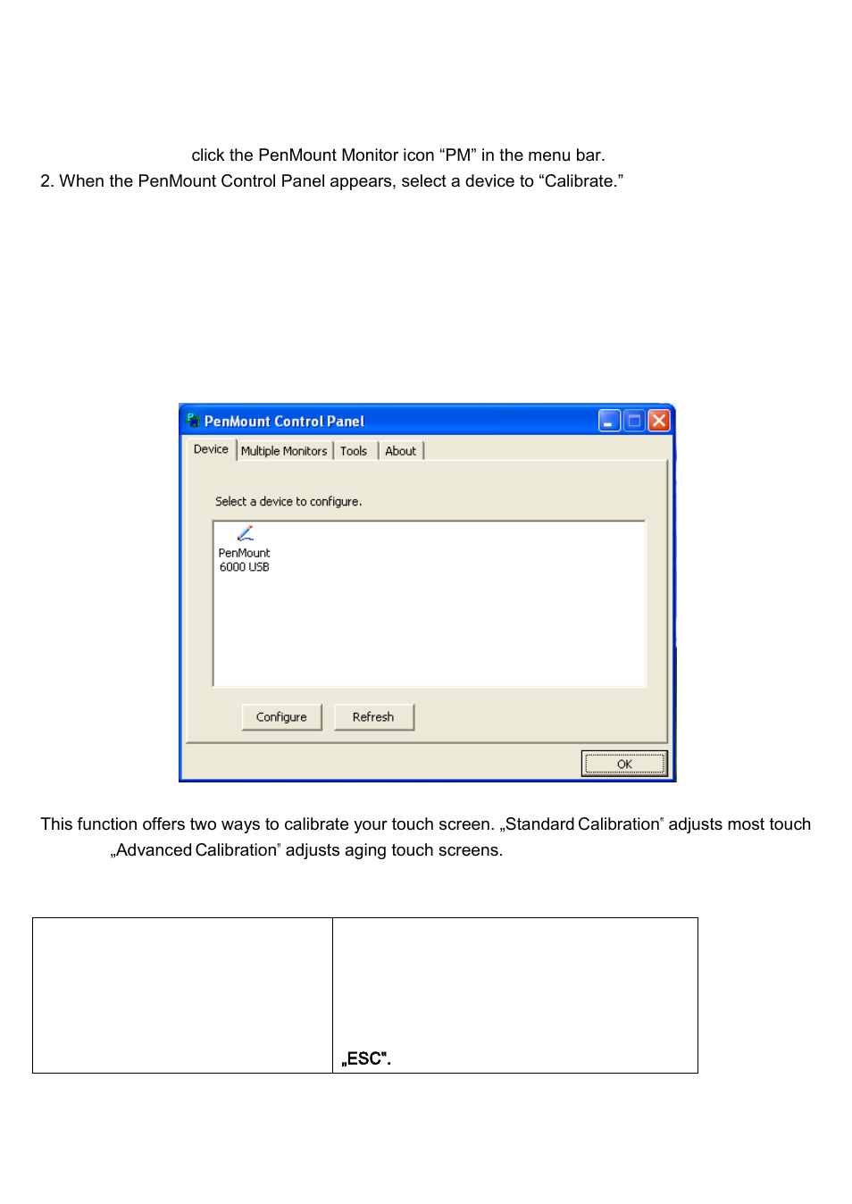 2 software functions, Penmount control panel, Device | Calibrate | Acnodes PCH 3582 User Manual | Page 77 / 87