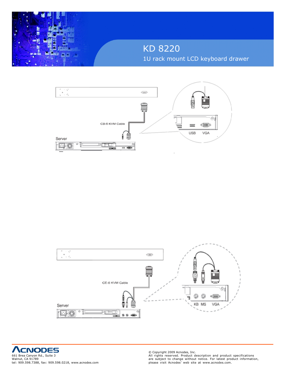 Kd 8220, 1u rack mount lcd keyboard drawer | Acnodes KD 8220 User Manual | Page 10 / 17