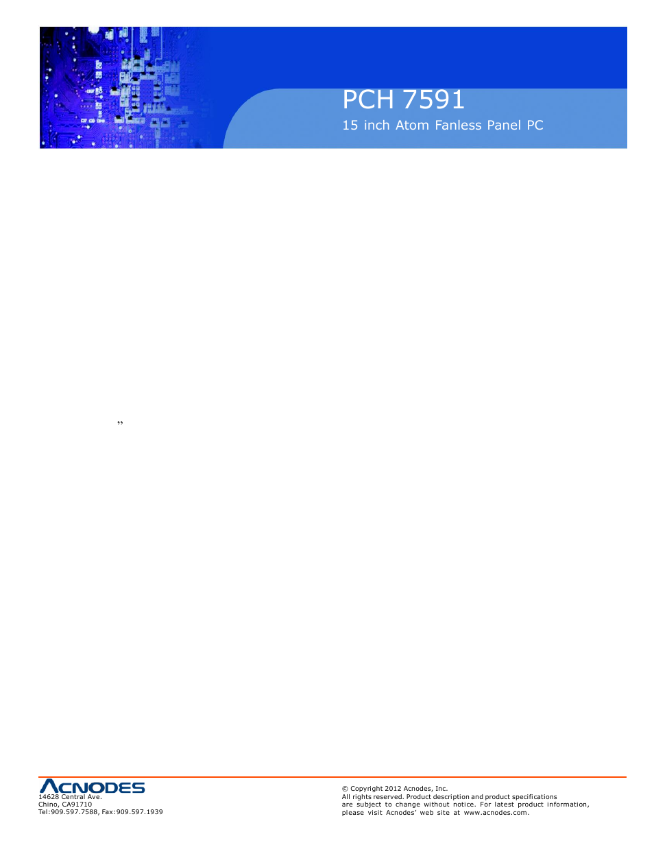 Acnodes PCH 7591 User Manual | 99 pages