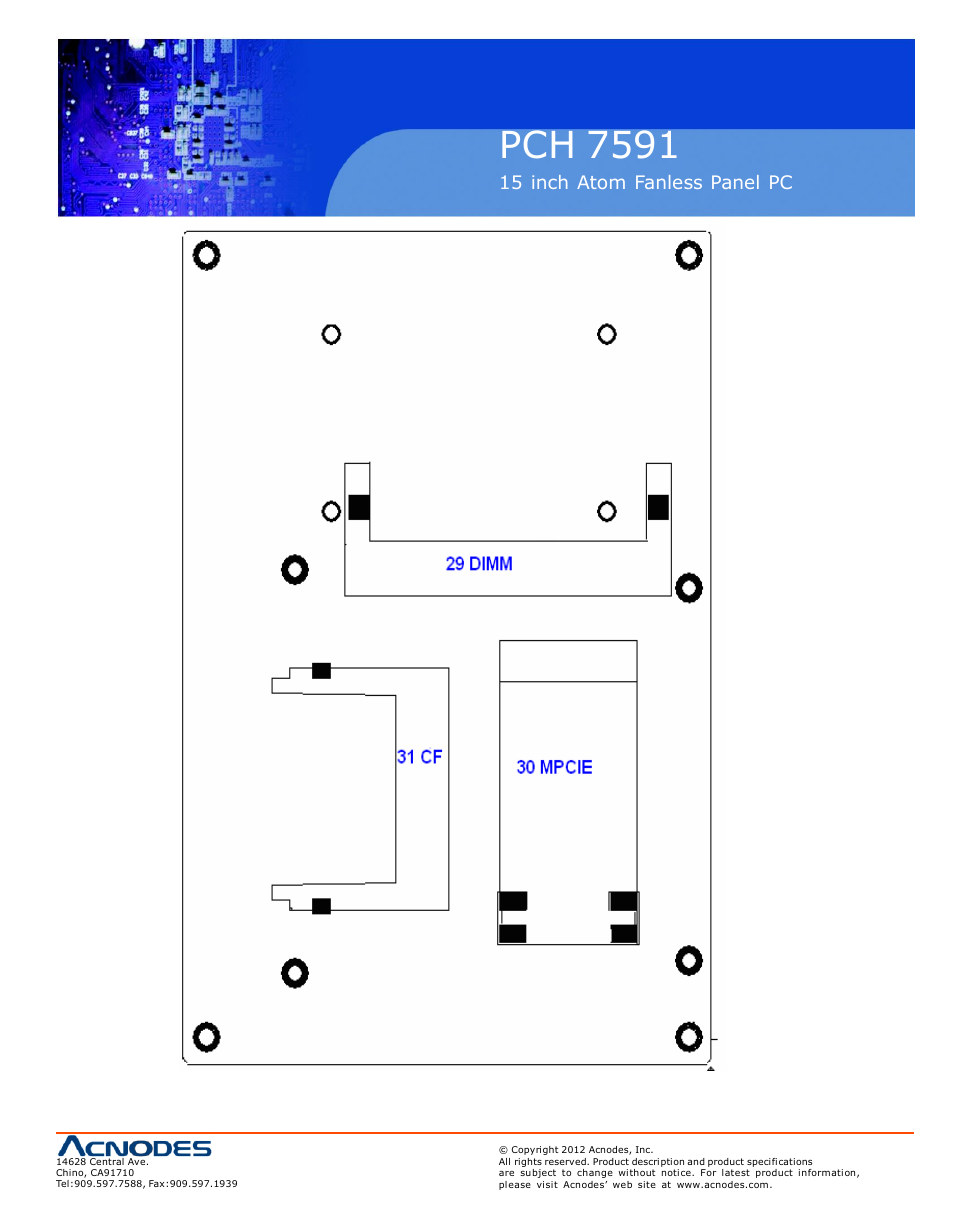 Pch 7591, Figure 2.3: connector and jumper lo cations | Acnodes PCH 7591 User Manual | Page 15 / 99