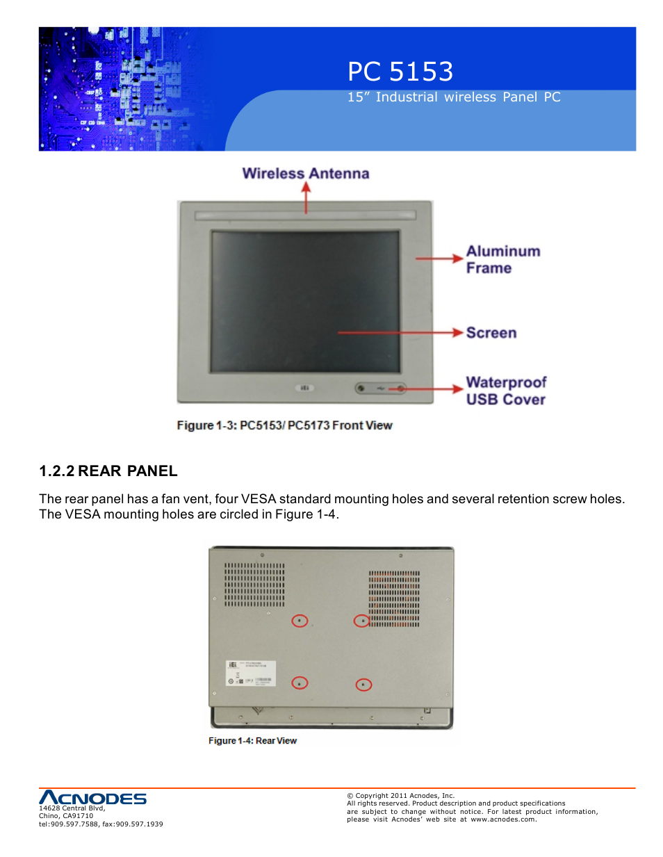 Pc 5153, 2 rear panel | Acnodes PC 5153 User Manual | Page 11 / 97