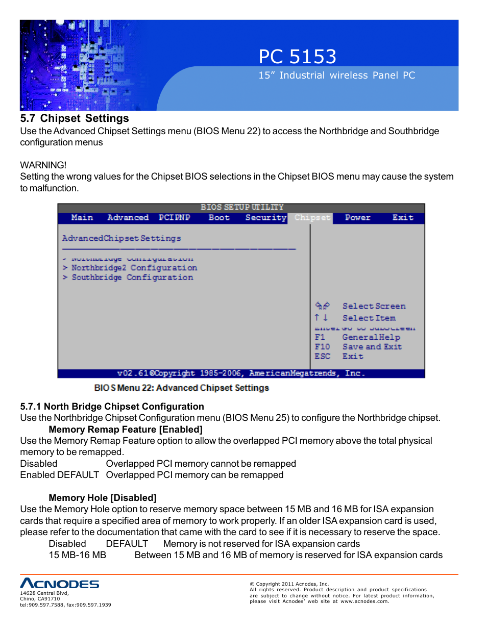 Pc 5153, 7 chipset settings | Acnodes PC 5153 User Manual | Page 78 / 97