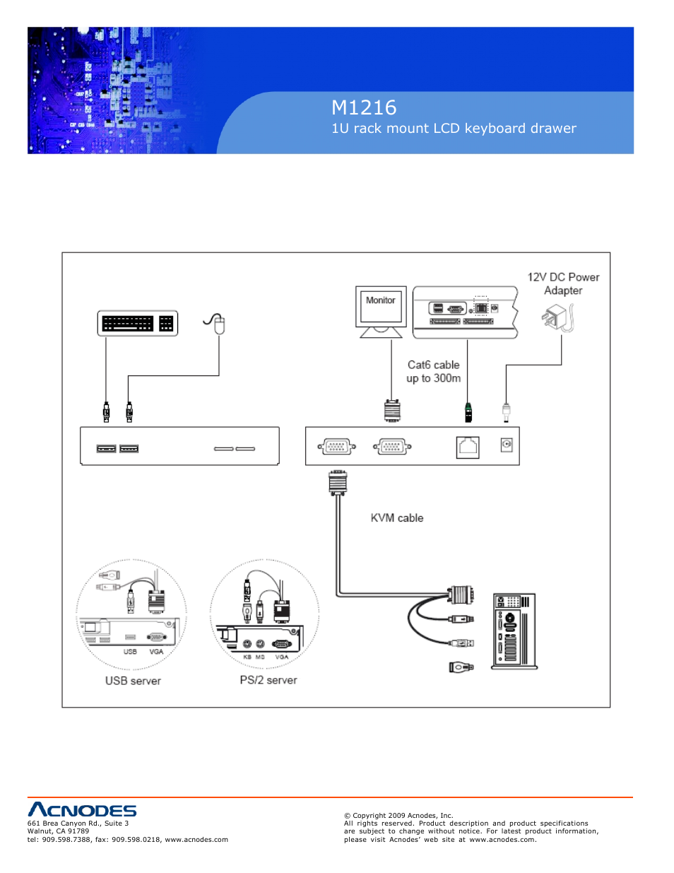 M1216, 1u rack mount lcd keyboard drawer, 5 receiver connection 18 | Acnodes M 1216 User Manual | Page 20 / 28