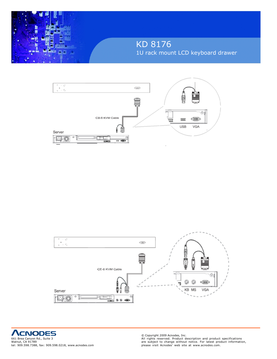 Kd 8176, 1u rack mount lcd keyboard drawer | Acnodes KD 8176 User Manual | Page 10 / 18