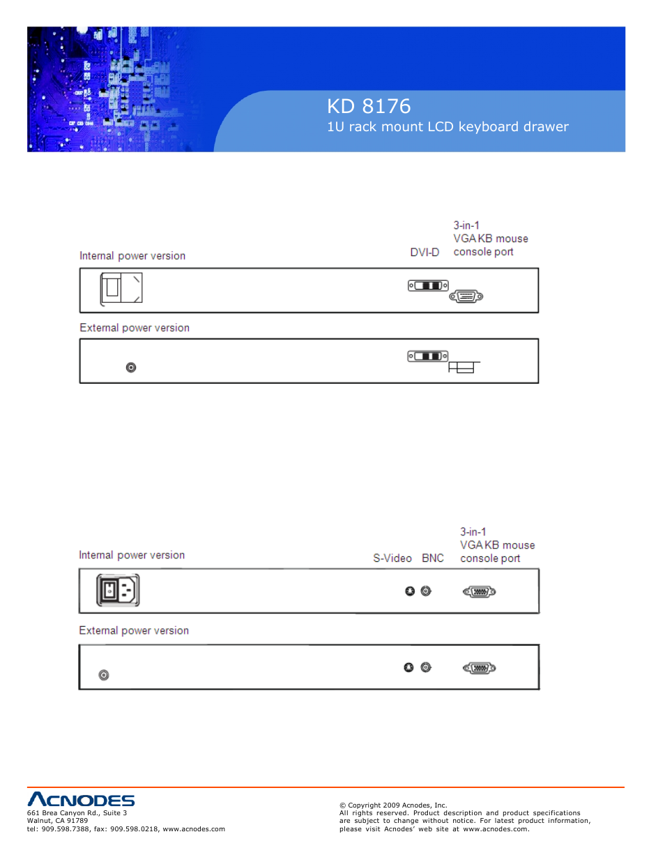 Kd 8176, 1u rack mount lcd keyboard drawer | Acnodes KD 8176 User Manual | Page 16 / 18