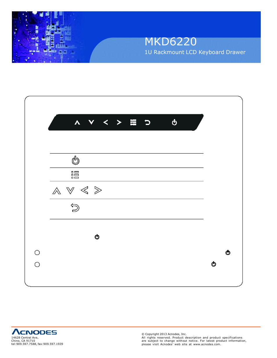 Mkd6220, 3 > on-screen display operation ( osd ) | Acnodes MKD 6220 User Manual | Page 13 / 15