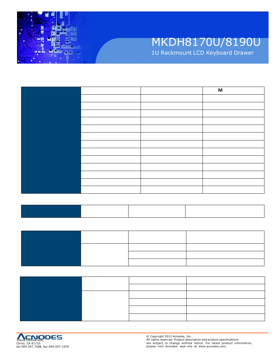 Part 2 > < 2.1 > product specifications | Acnodes MKDH 8170U User Manual | Page 10 / 16
