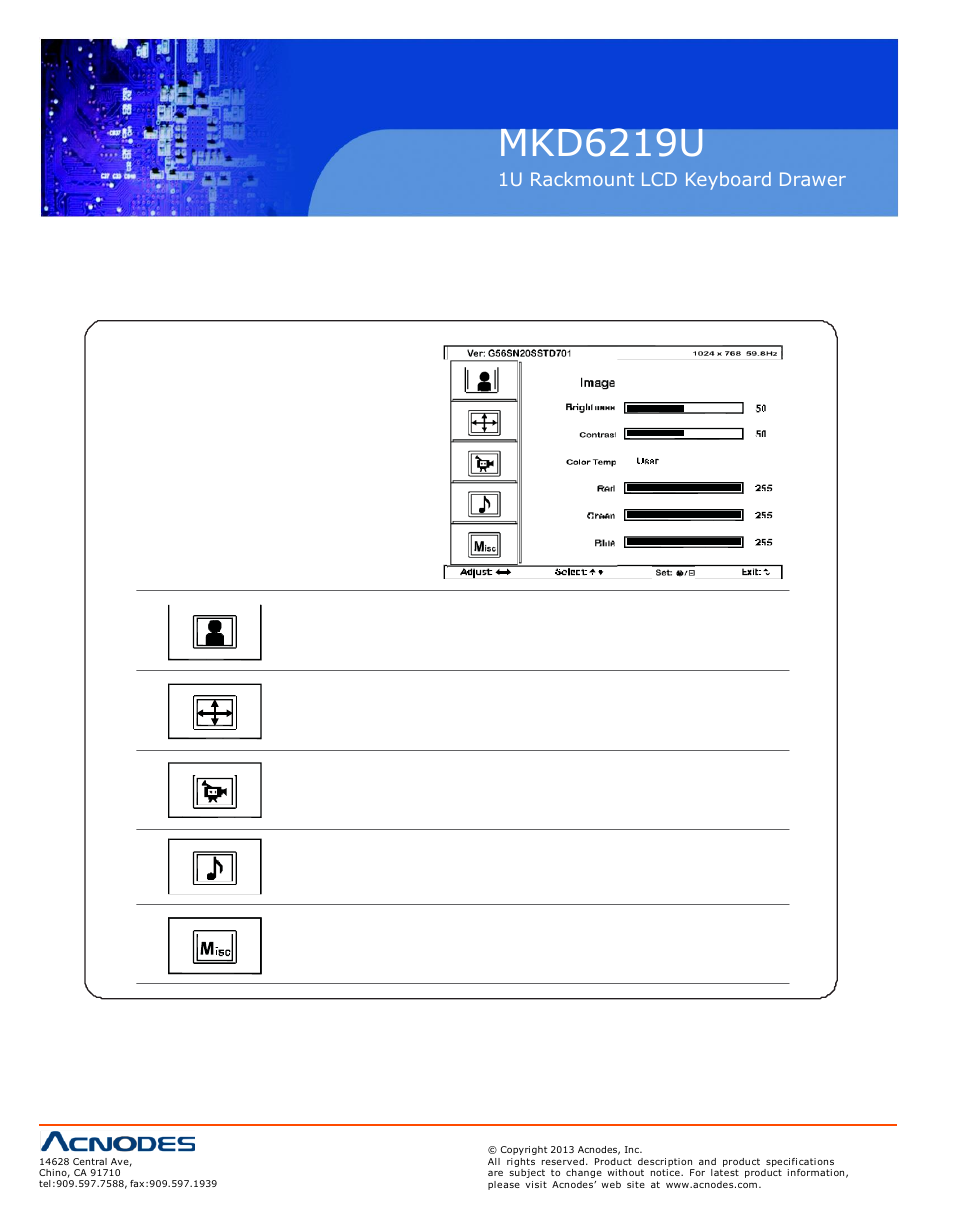 Mkd6219u, 3 > on-screen display operation ( osd ) | Acnodes MKD 6219U User Manual | Page 14 / 16