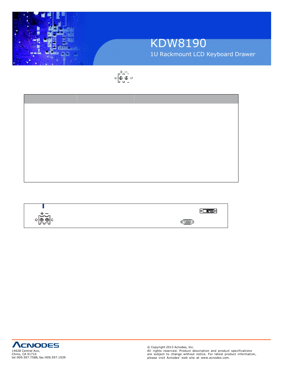 Kdw8190, 2 > options : dc power, Dc power | Acnodes KDW 8190 User Manual | Page 18 / 18