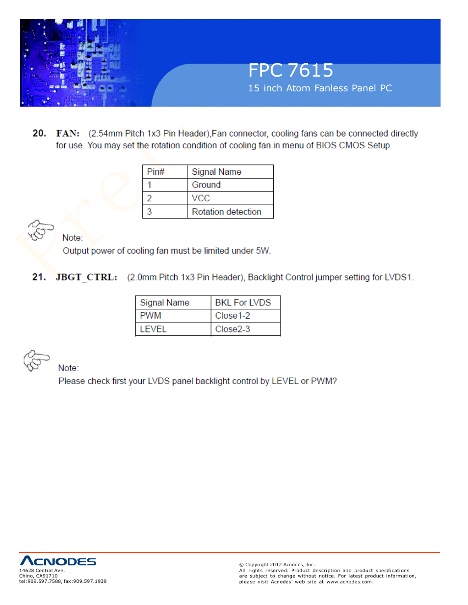 Fpc 7615 | Acnodes FPC 7615 User Manual | Page 26 / 88