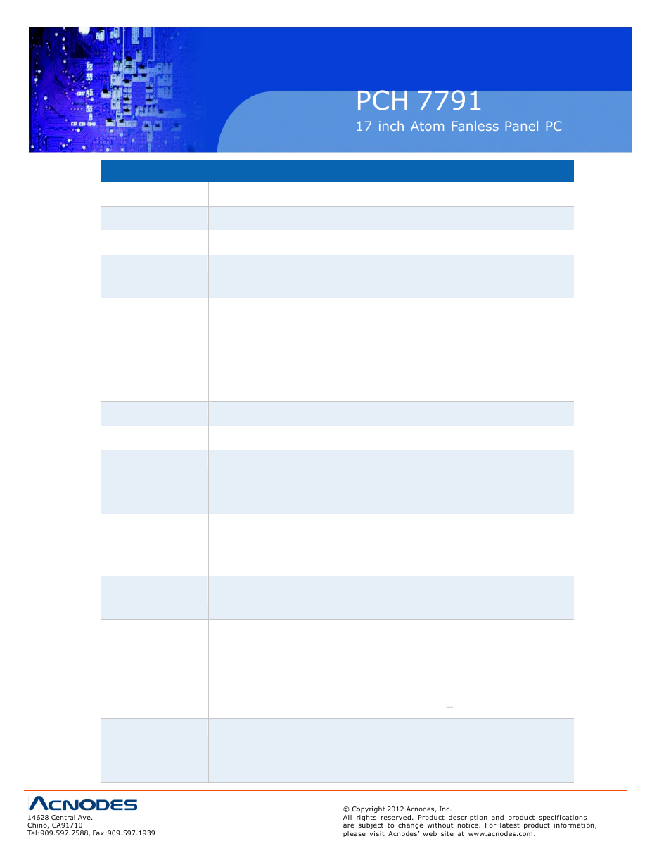 Pch 7791 | Acnodes PCH 7791 User Manual | Page 16 / 99