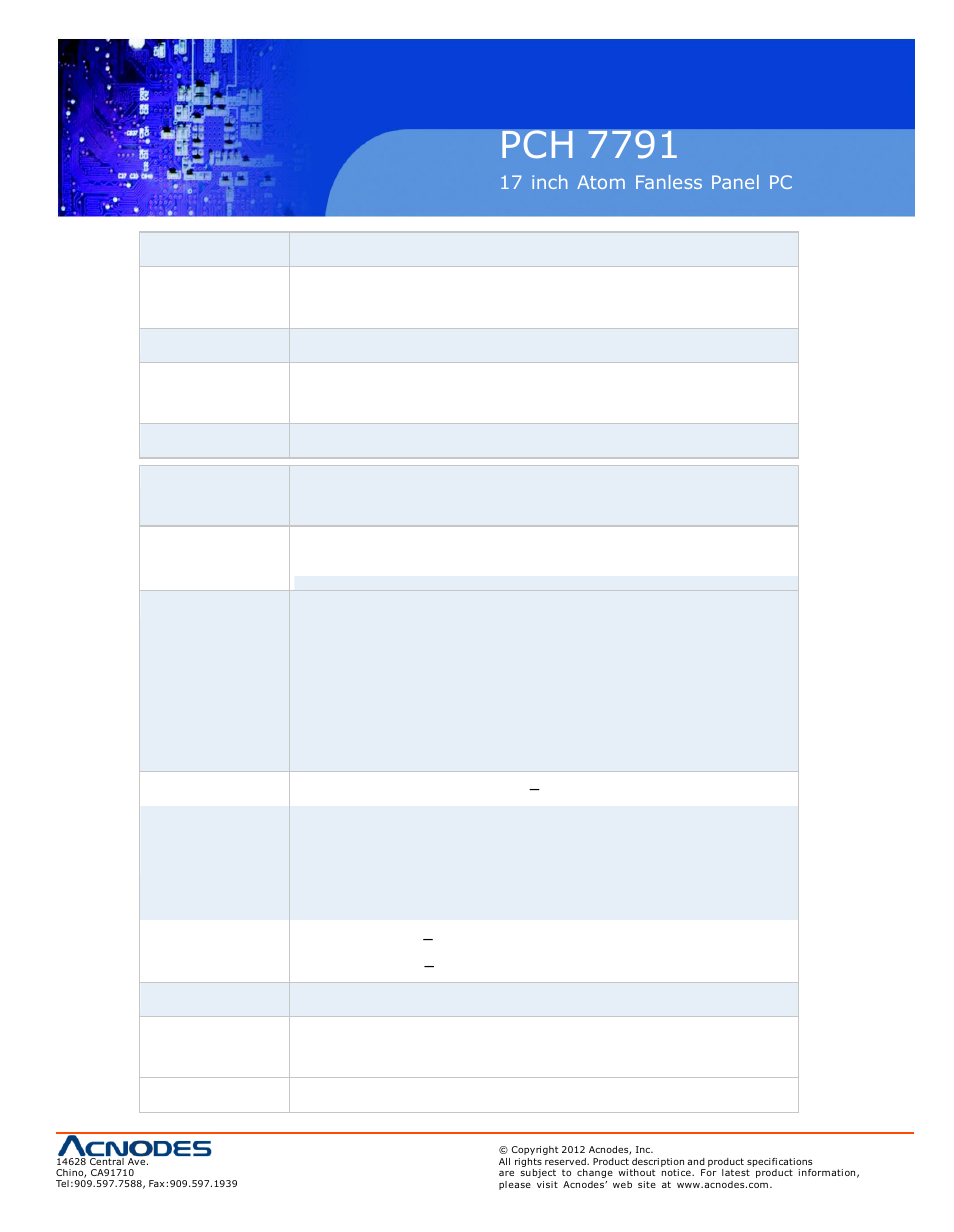 Pch 7791 | Acnodes PCH 7791 User Manual | Page 17 / 99