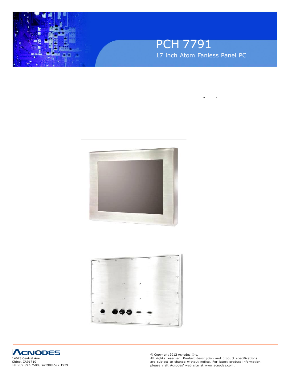 Pch 7791, 3 brief description of the pch 7x91 | Acnodes PCH 7791 User Manual | Page 8 / 99