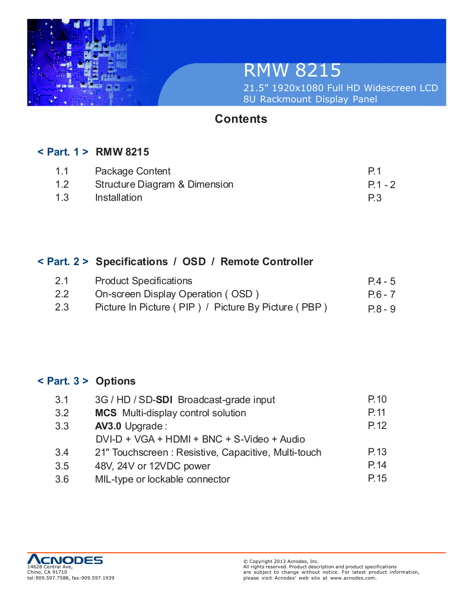 Acnodes RMW 8215 User Manual | Page 3 / 19