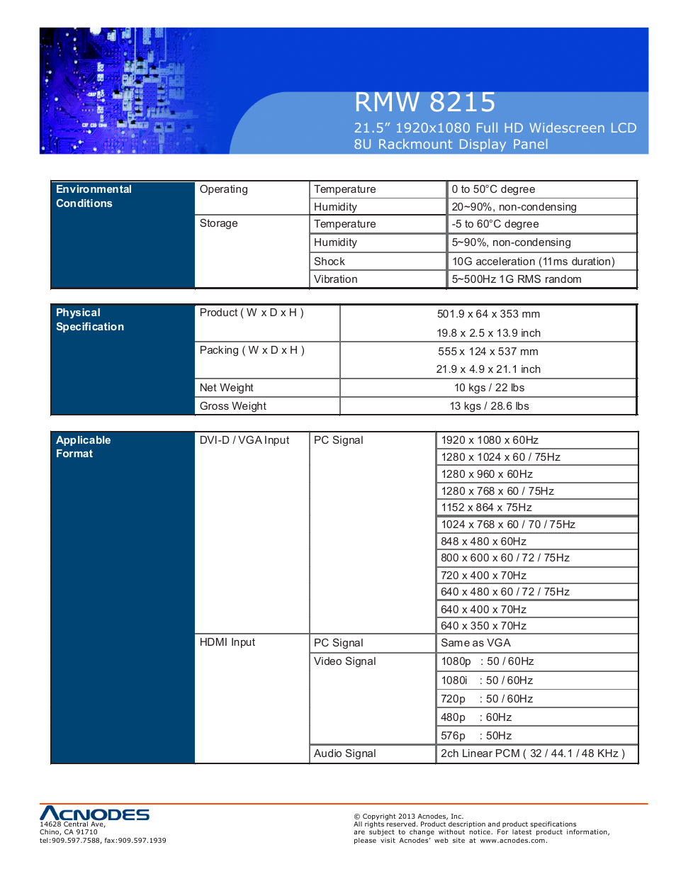 Rmw 8215 | Acnodes RMW 8215 User Manual | Page 9 / 19