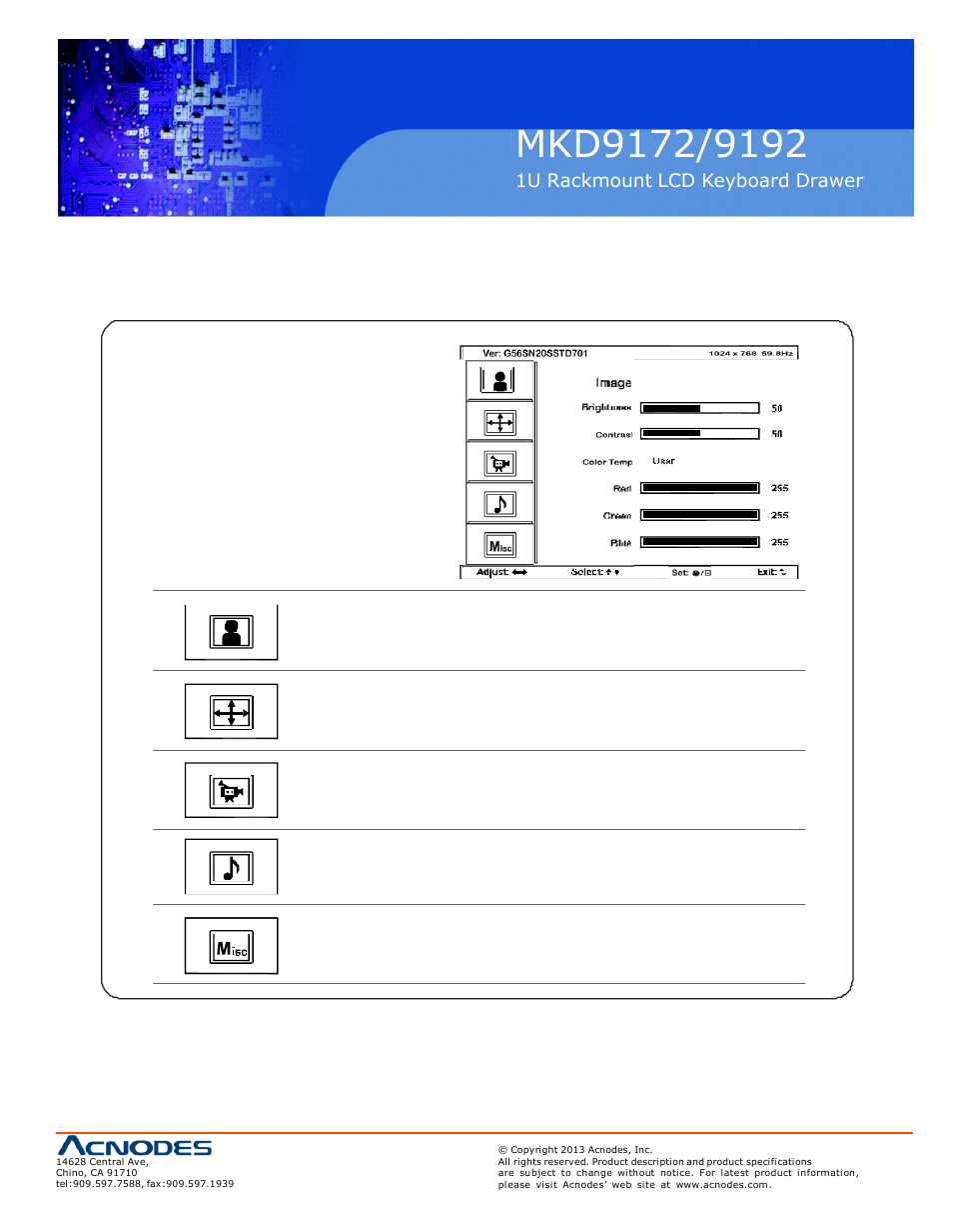 3 > on-screen display operation ( osd ) | Acnodes MKD 9192 User Manual | Page 13 / 15