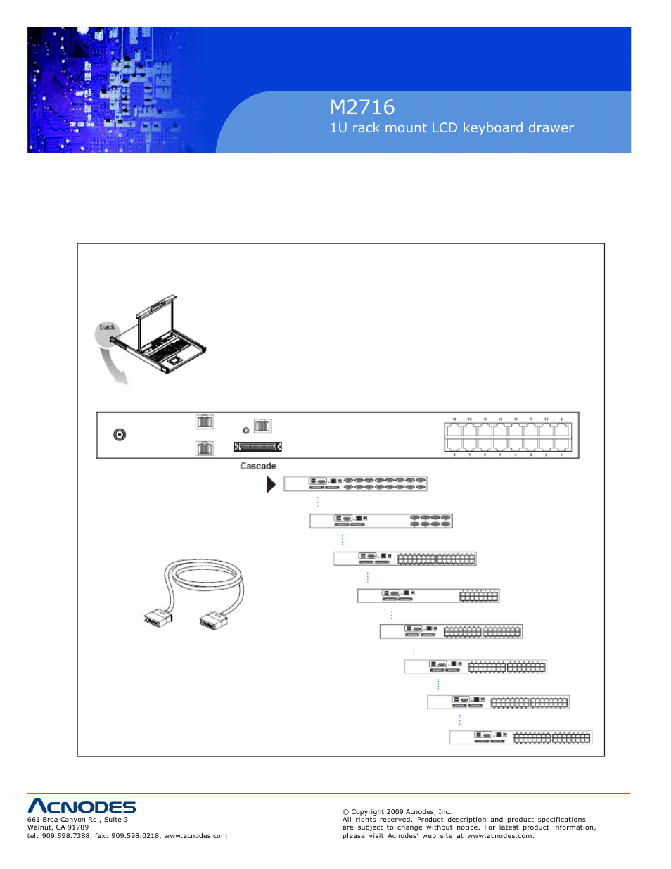 M2716, 1u rack mount lcd keyboard drawer, 6 cascade kvm modules | Acnodes M 2716 User Manual | Page 20 / 27