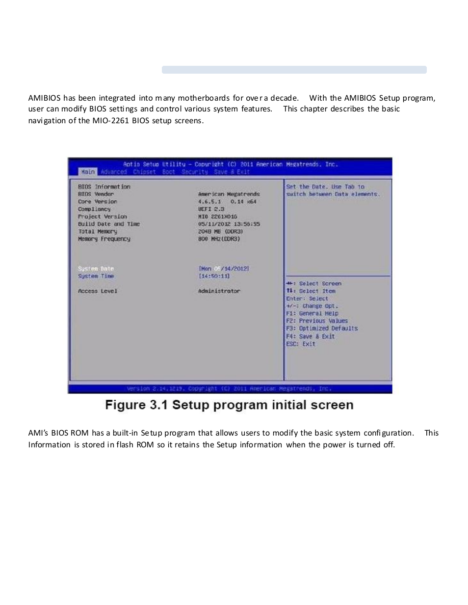 Chapter 3: bios se tup, 1 introduction | Acnodes FES 2213 User Manual | Page 26 / 57