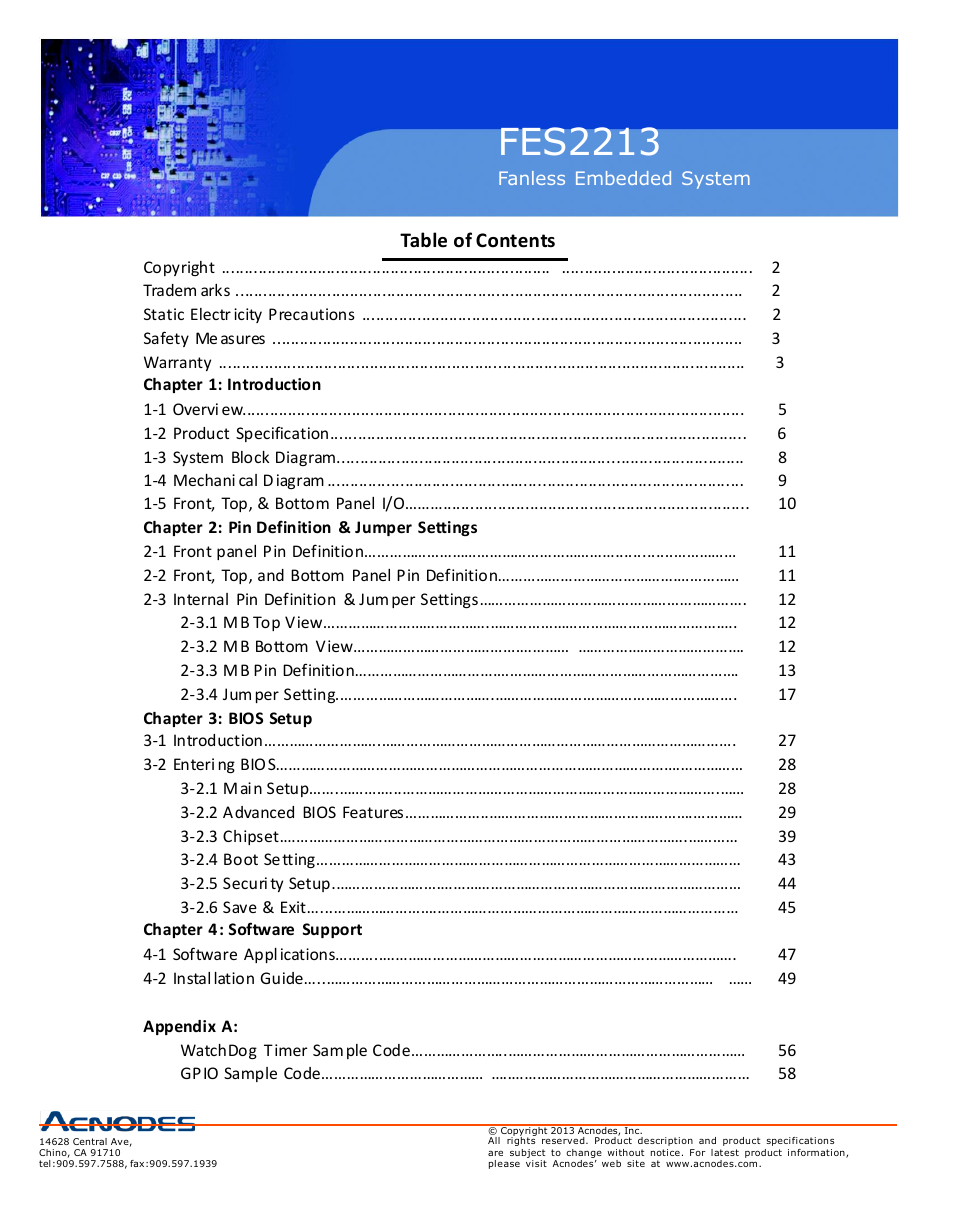 Acnodes FES 2213 User Manual | Page 4 / 57