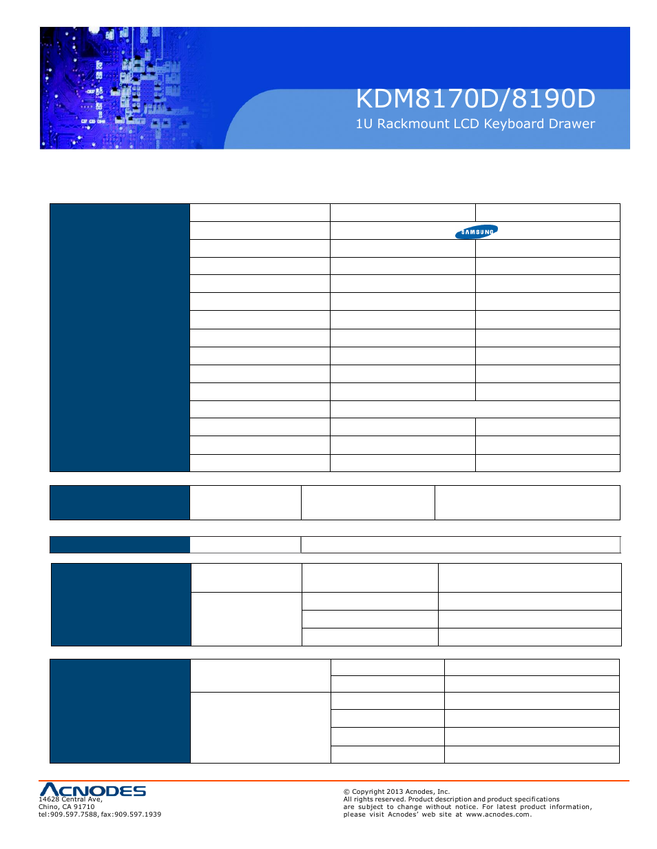 Part 2 > < 2.1 > product specifications | Acnodes KDM 8170D User Manual | Page 10 / 15