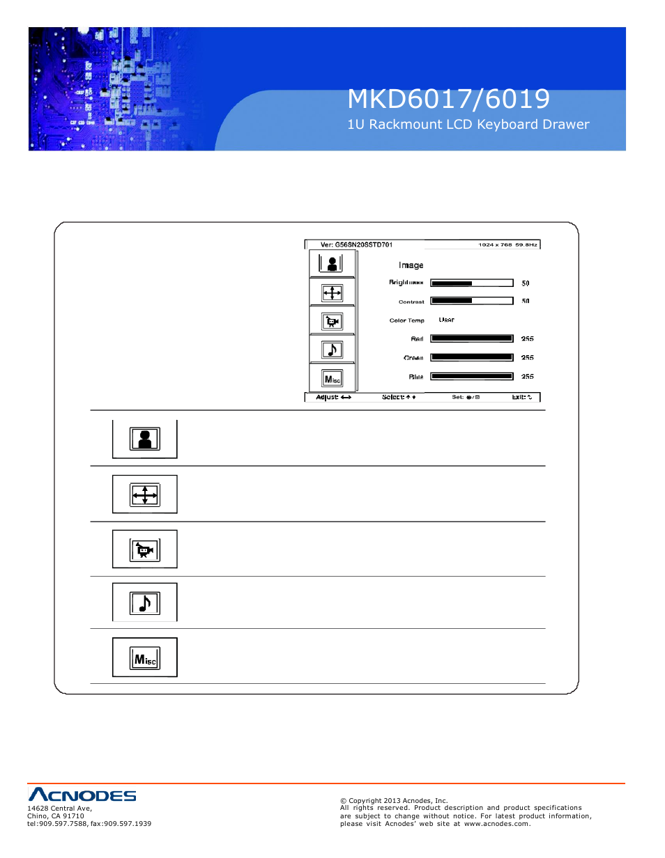 3 > on-screen display operation ( osd ) | Acnodes MKD 6017 User Manual | Page 15 / 16